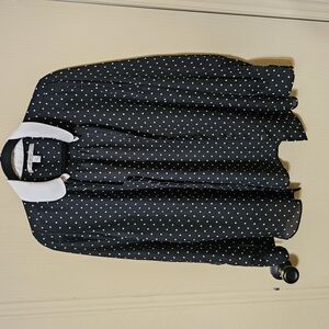 Black Polka Dot Blouse with White Collar